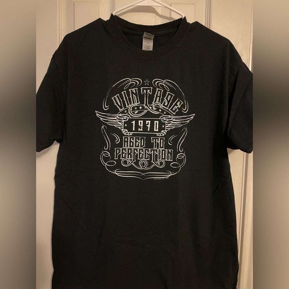 Vintage 1970 Aged to Perfection black tee shirt size L men’s or women’s